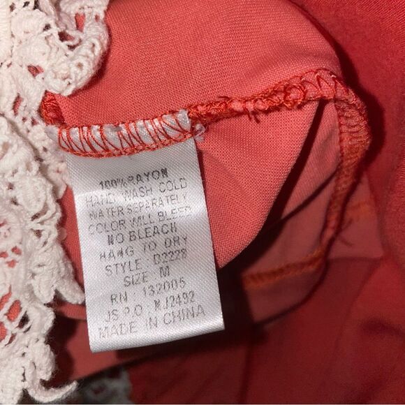 Entro Sundress M Orange Crochet Empire Mini Dress - Picture 11 of 11